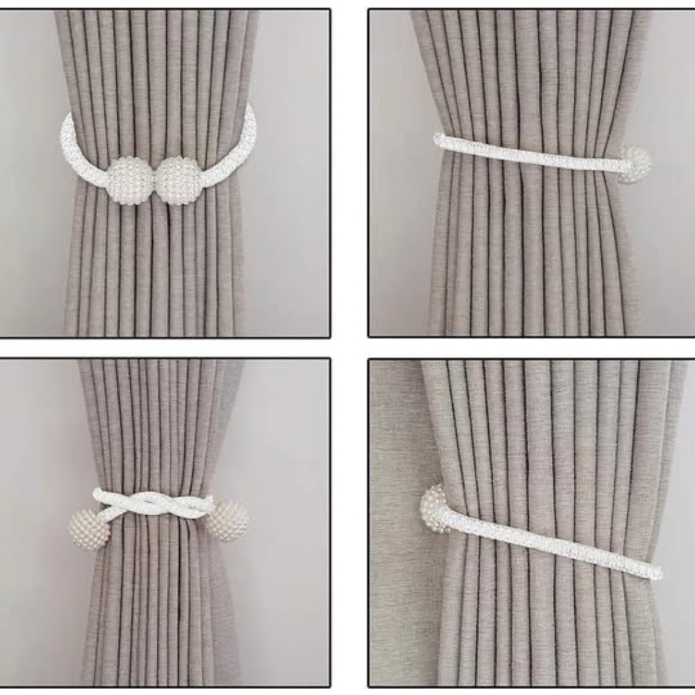 Set of 4 magnetic curtain tiebacks - Pearl Design